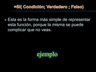  Esta es la forma más simple de representar
esta función, porque la misma se puede
complicar que no veas.
ejemplo