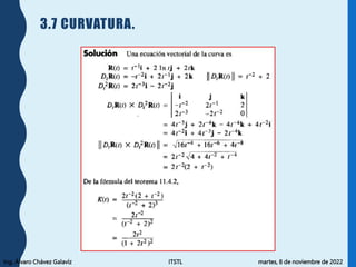 Ing. Álvaro Chávez Galavíz ITSTL martes, 8 de noviembre de 2022
3.7 CURVATURA.
 