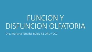 FUNCION Y
DISFUNCION OLFATORIA
Dra. Mariana Terrazas Rubio R1 ORL y CCC
 