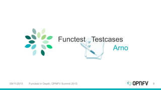 Functest Testcases
Arno
09/11/2015 Functest in Depth, OPNFV Summit 2015 9
 