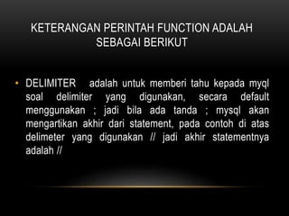 membuat function dalam mysql | PPTX