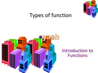 Types of function
Introduction to
Functions
 