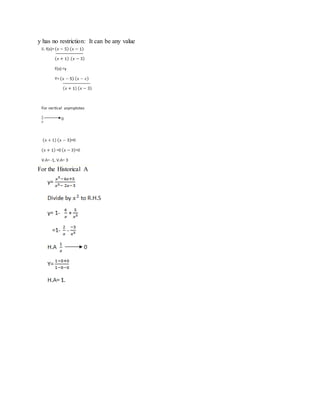 y has no restriction: It can be any value
For the Historical A
 