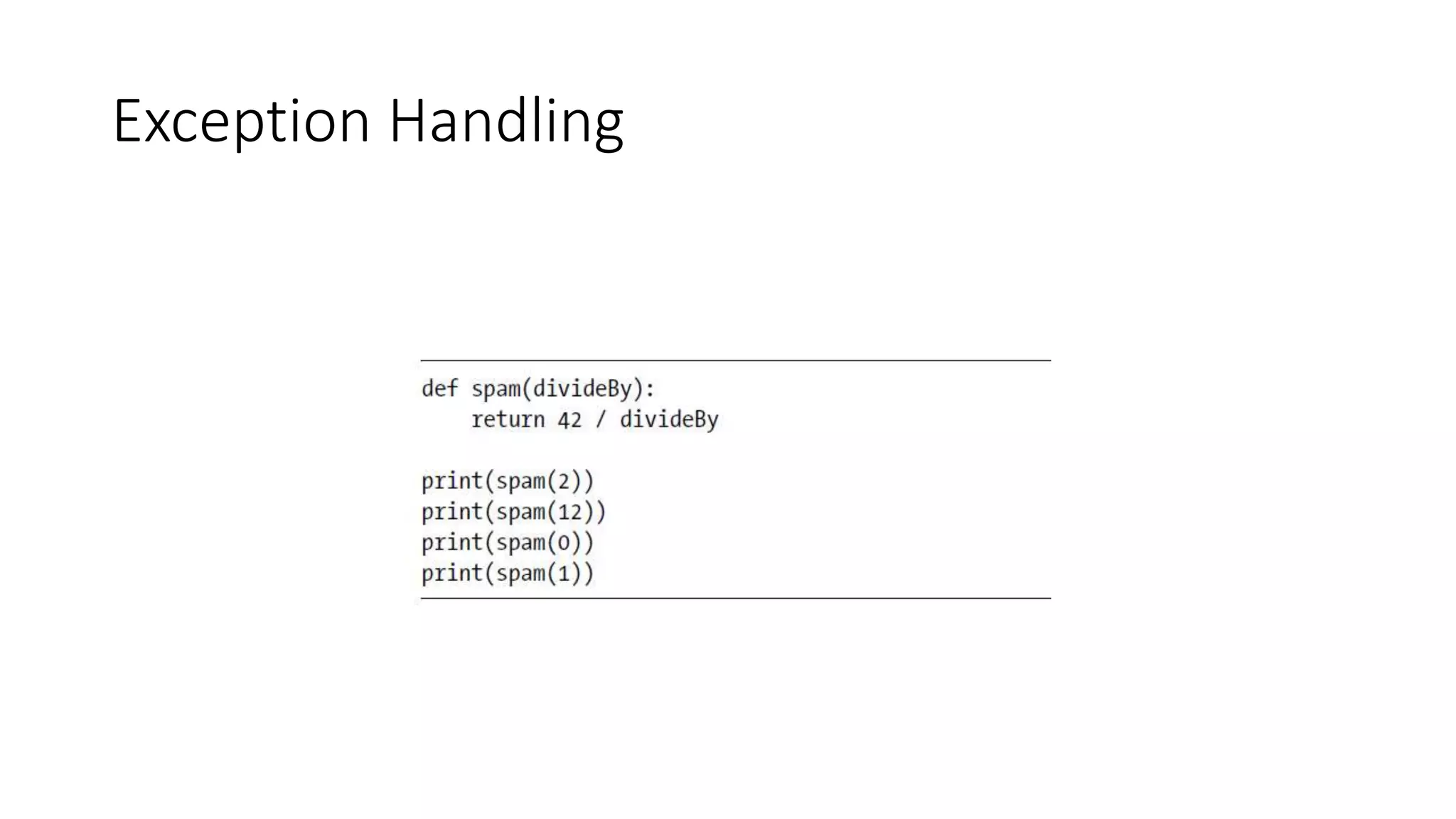 Exception Handling
 