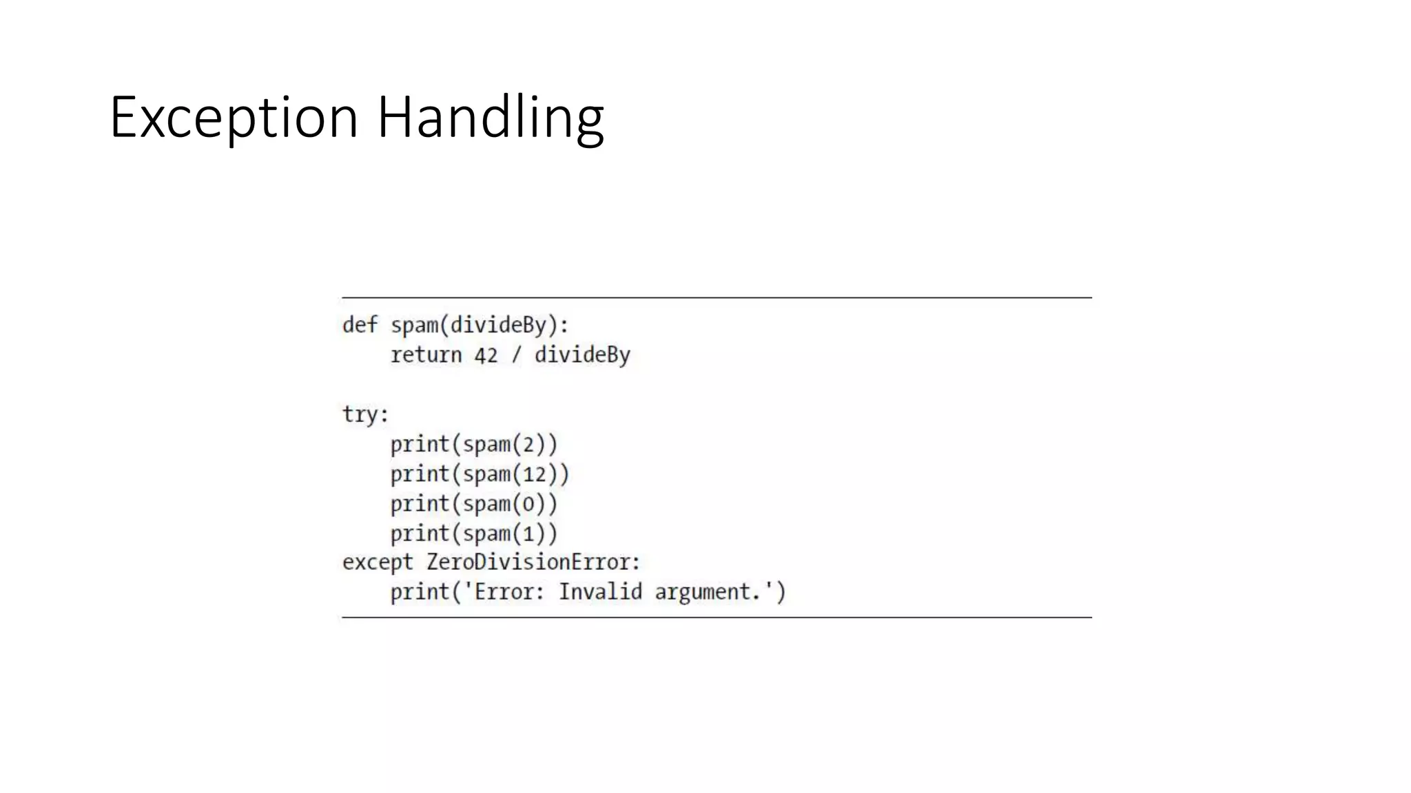 Exception Handling
 