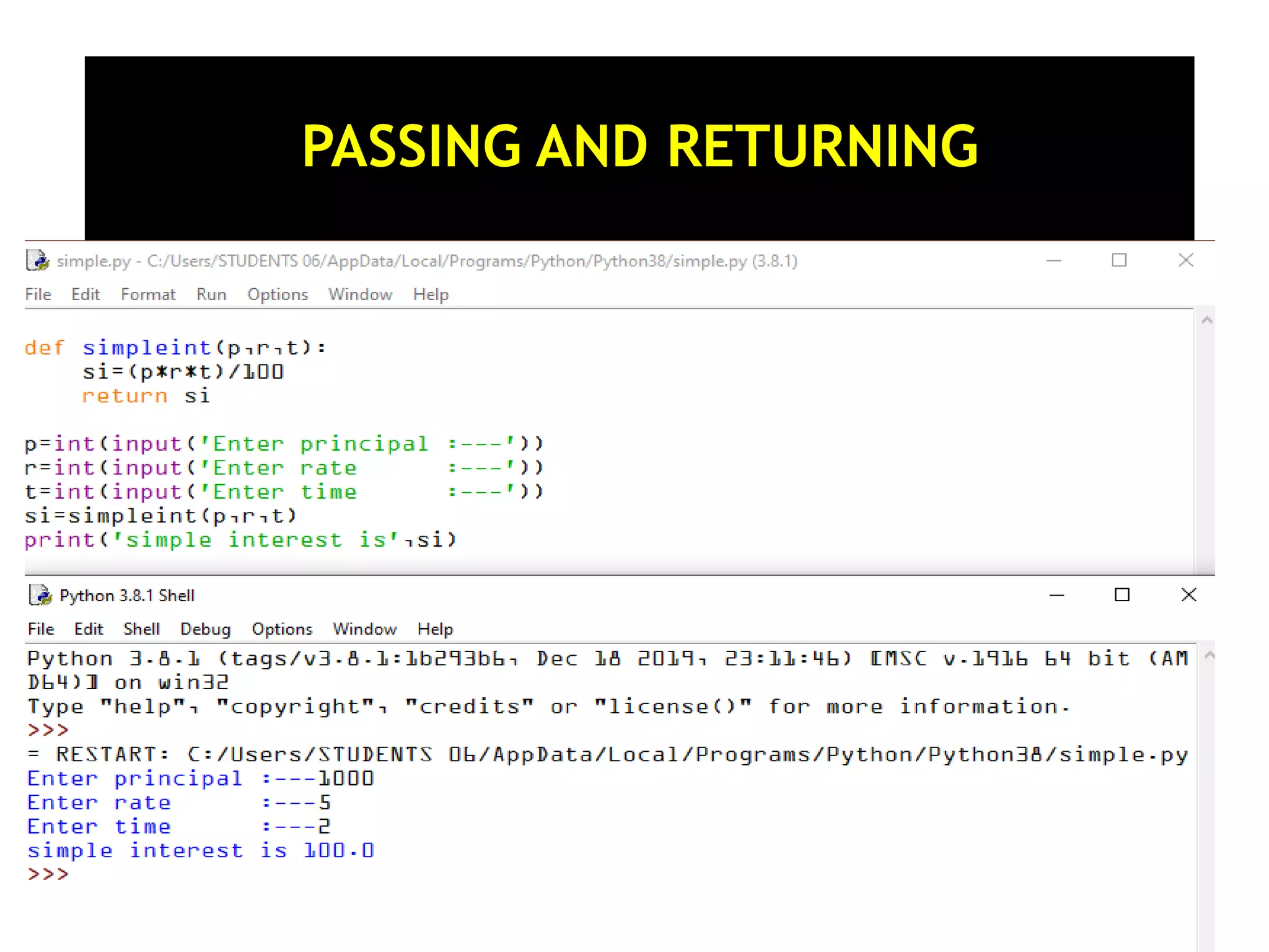 PASSING AND RETURNING 