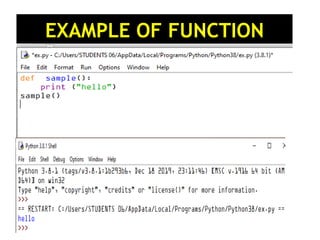 EXAMPLE OF FUNCTION
 