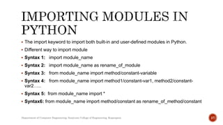 ESIT135: Unit 3 Topic: functions in python | PPTX