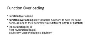 inline,recursion & overloading functions | PPTX