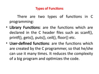 Comprehensive Guide to C Programming Functions: Types, Syntax, and ...