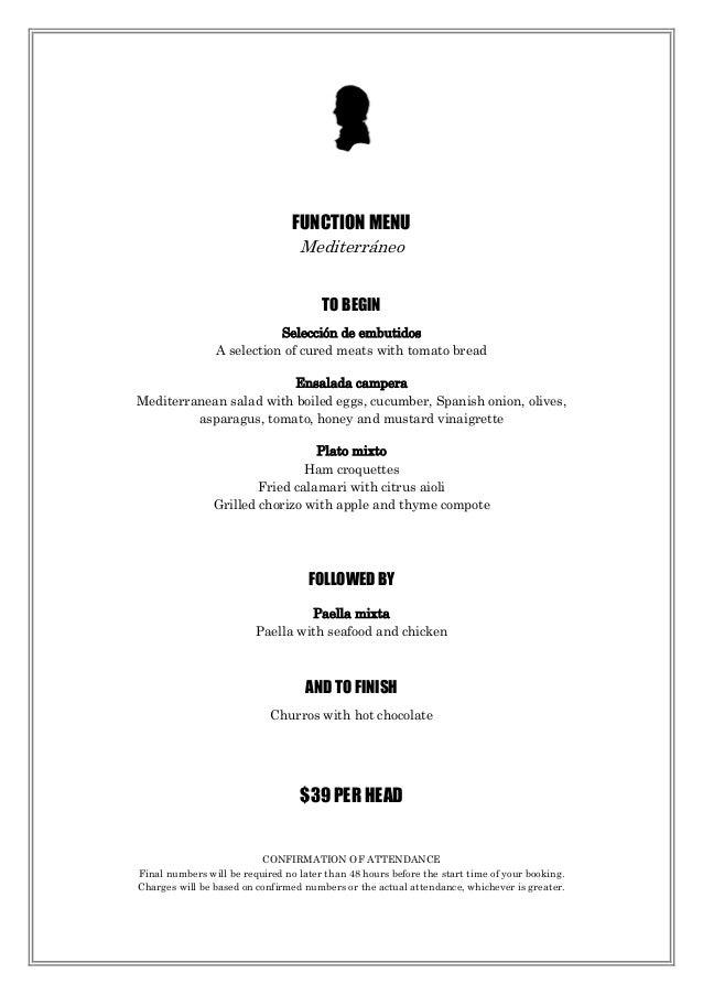 Function Menu - Robert Burns Hotel Melbourne