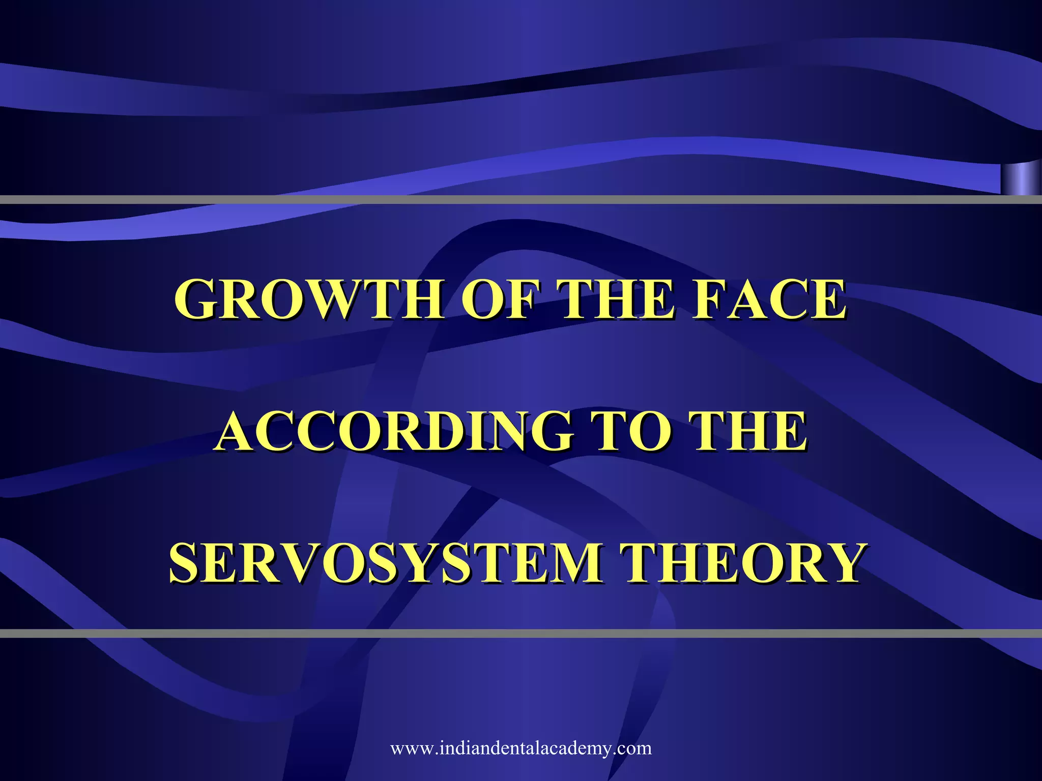 GROWTH OF THE FACE
ACCORDING TO THE
SERVOSYSTEM THEORY
www.indiandentalacademy.com

 