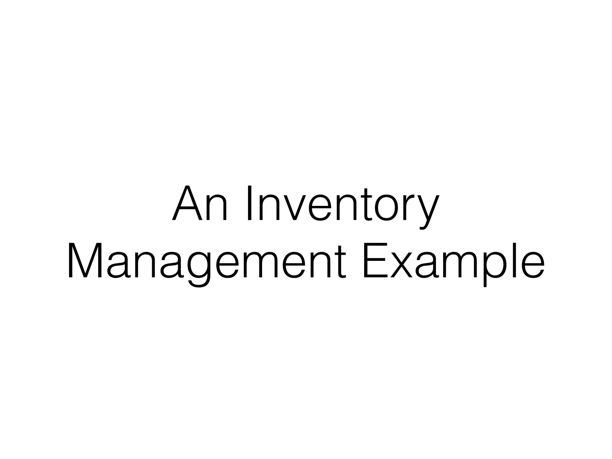 An Inventory
Management Example

 