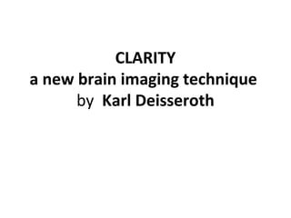 CLARITY
a new brain imaging technique
by Karl Deisseroth
 