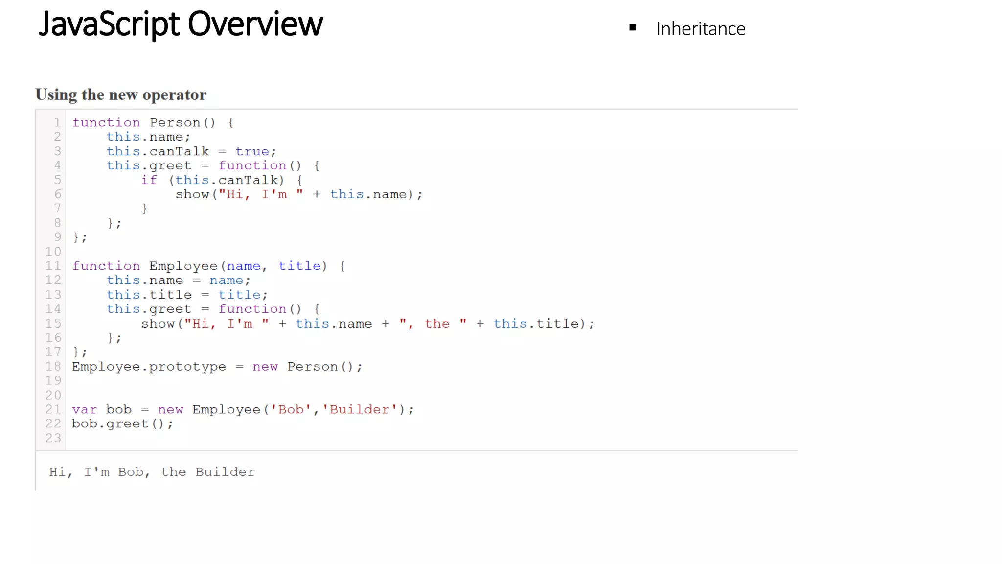 JavaScript Overview - Inheritance 