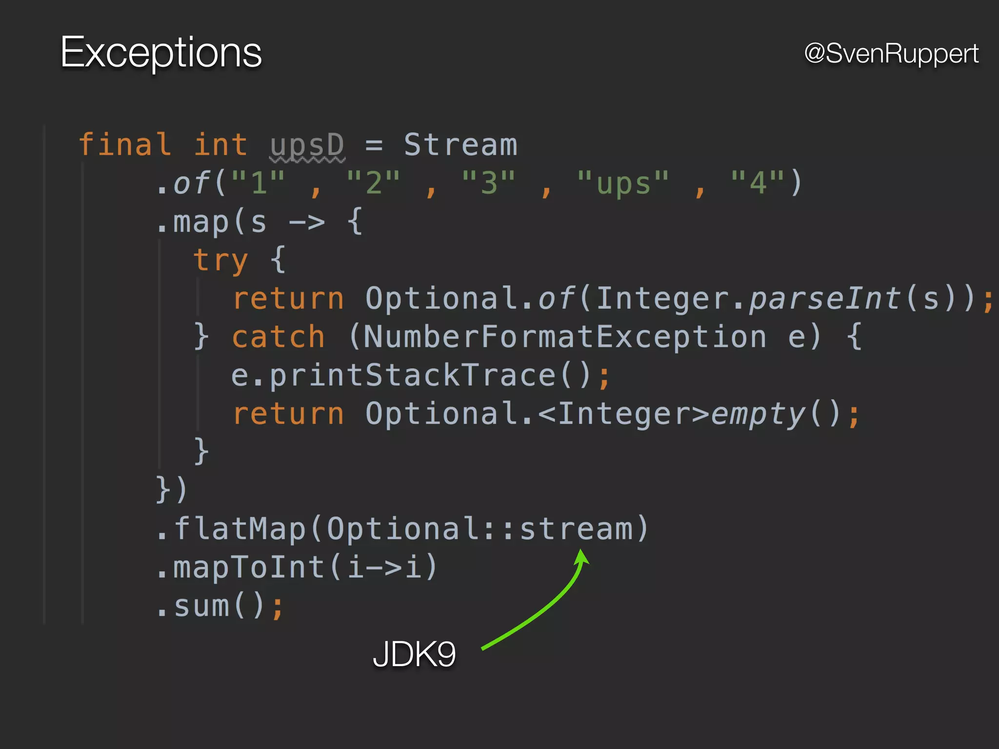 Exceptions @SvenRuppert
JDK9
 