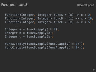Functions - Java8
37
@SvenRuppert
 