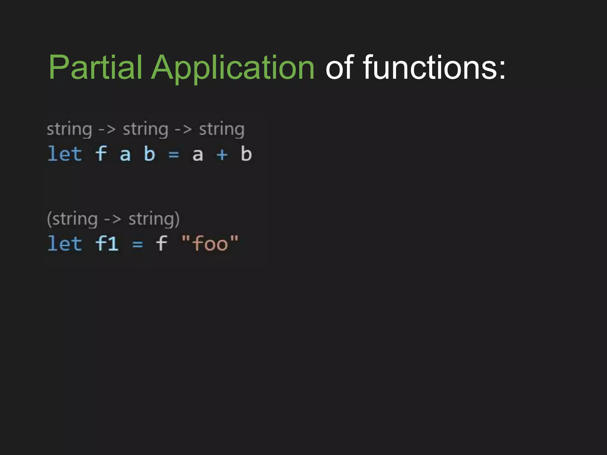 Partial Application of functions:
 