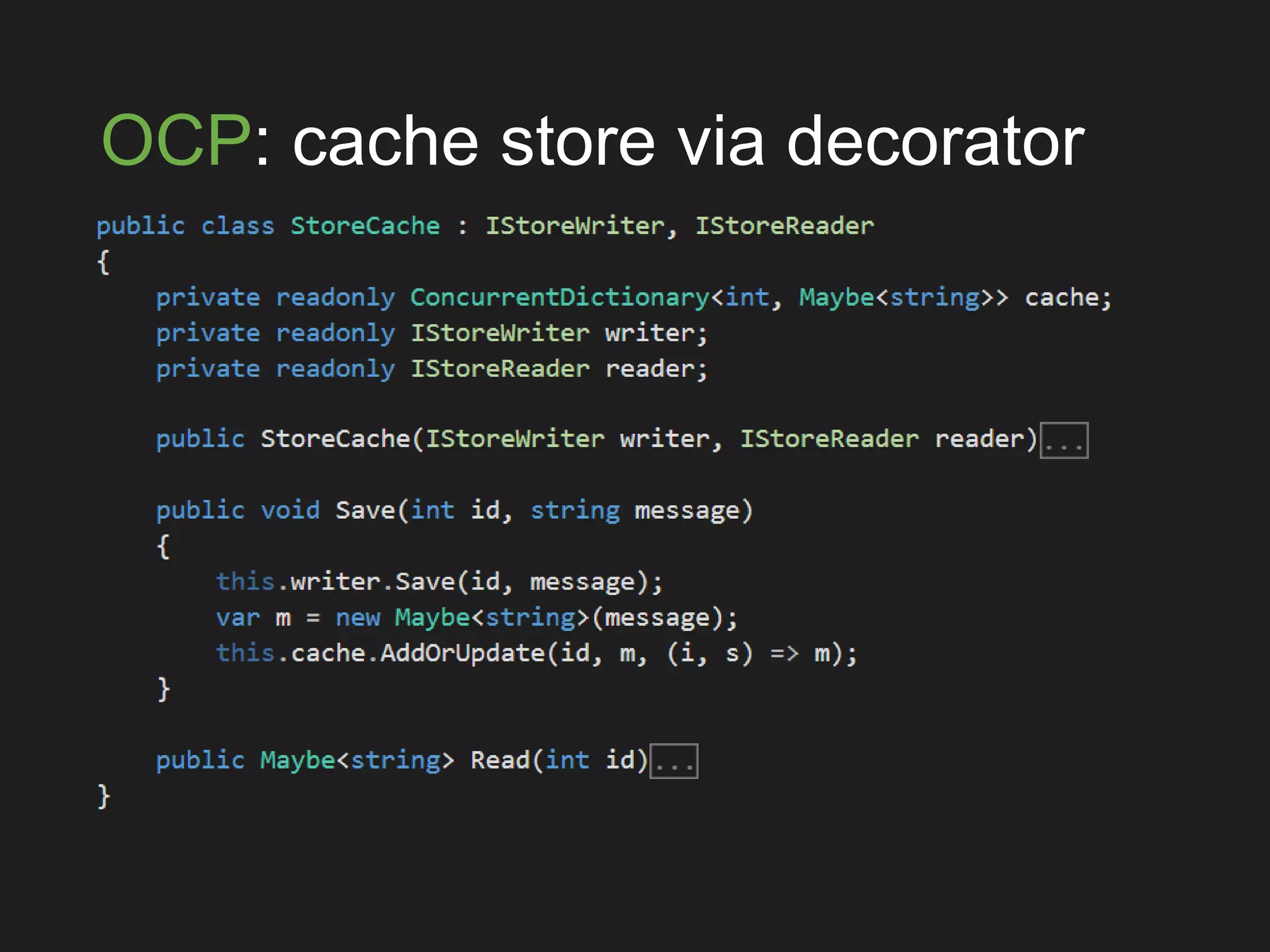 OCP: cache store via decorator
 