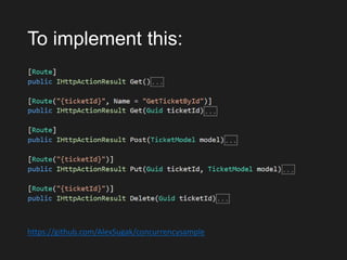To implement this:
https://github.com/AlexSugak/concurrencysample
 