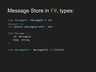 Message Store in F#, types:
 
