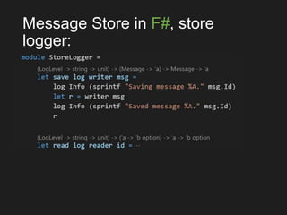 Message Store in F#, store
logger:
 