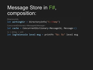 Message Store in F#,
composition:
 