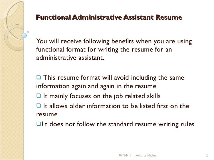 administrative assistant functional resume
