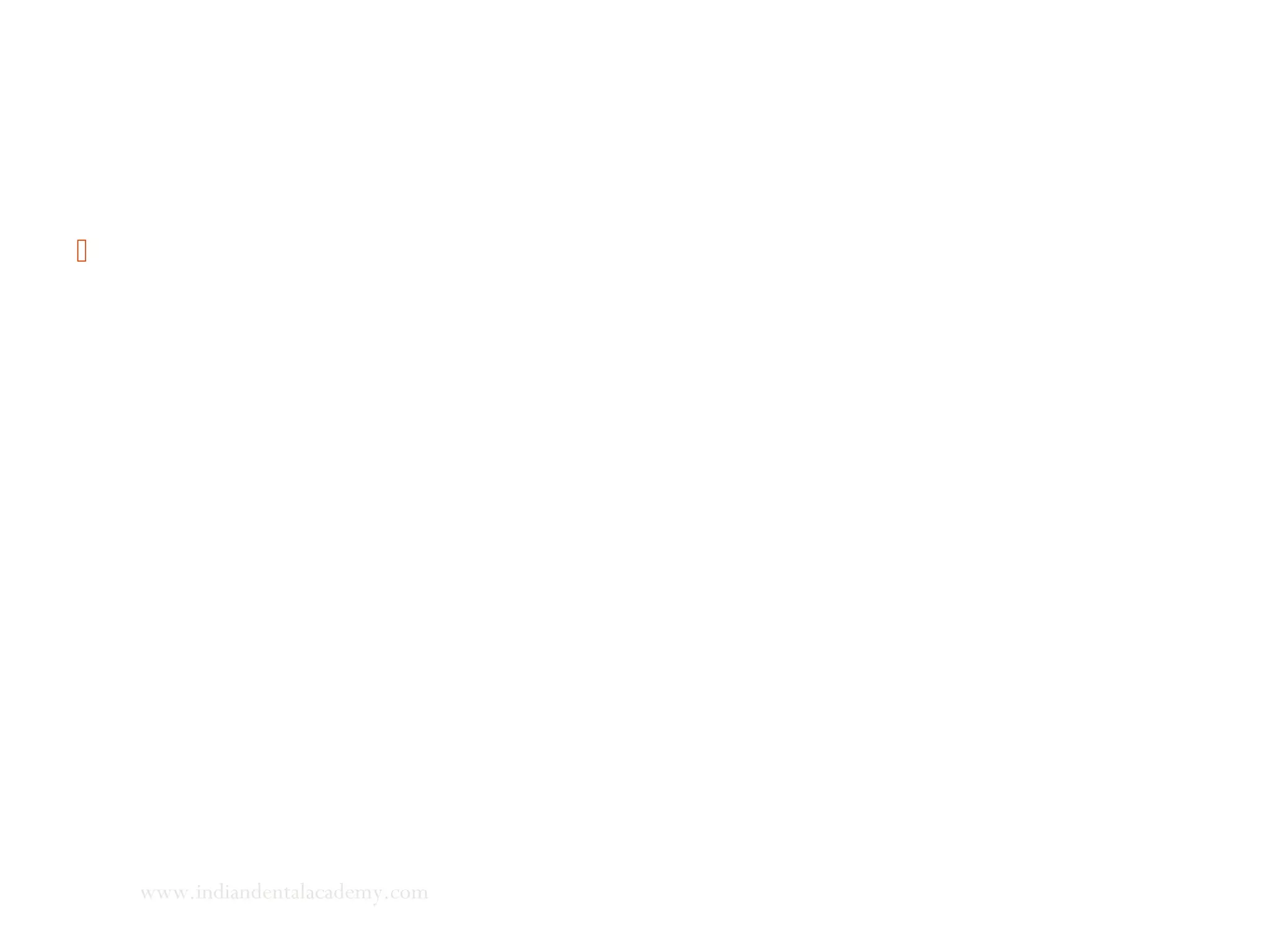  Whereas the condyle develops by endochondral ossification
and here mesenchymal cells must first undergo a transitory
stage of cartilage formation before being replaced by bone
after vascular invasion. In condyle, these cells are located in
the proliferative layer and in glenoid fossa, beneath the
articular layer.
www.indiandentalacademy.com
 