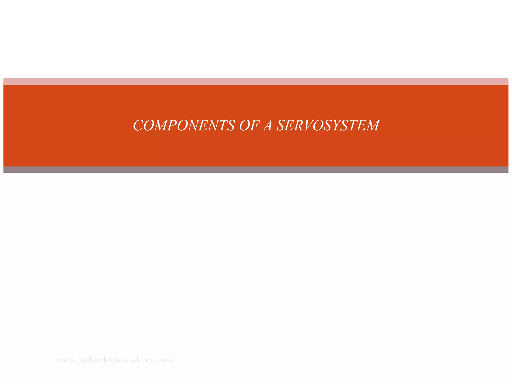 COMPONENTS OF A SERVOSYSTEM
www.indiandentalacademy.com
 