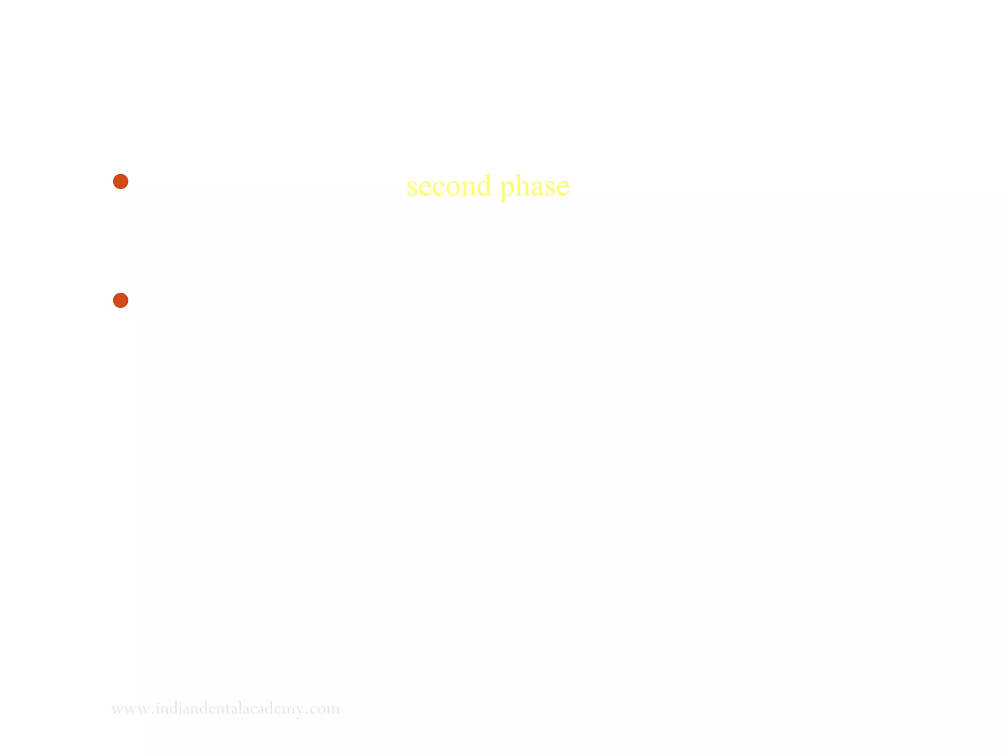 The beginning of the second phase coincides with the
establishment of a stable occlusion to serve as a peripheral
comparator – required for the development of a sensory engram.
The subsequent morphogenesis of the face is regulated to
minimize possible deviations from achieved stable occlusal
adjustment, regardless of whether this corresponds to a class I, II
or III intercuspation.
www.indiandentalacademy.com
 