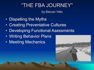 “ THE FBA JOURNEY”   by:Steven Vitto ,[object Object],[object Object],[object Object],[object Object],[object Object]