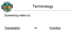 Terminology
Screaming refers to:

Topography

or

Function

 