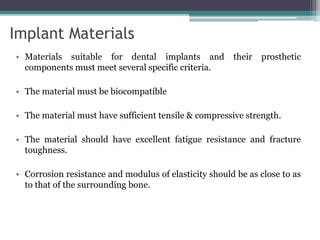 Functional basis of dental implants