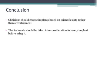 Functional basis of dental implants