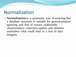 Functional dependencies and normalization | PPTX