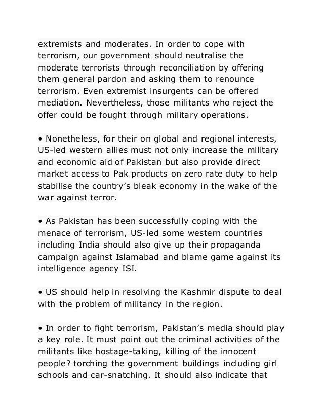 war against terrorism in pakistan essay