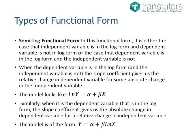functional forms of regression models eonomics quadratic functional form