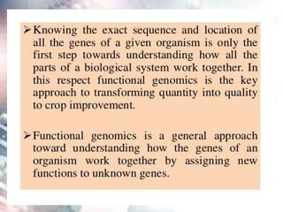 Functional genomics