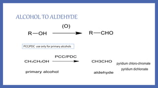 ALCOHOL TO ALDEHYDE
PCC/PDC use only for primary alcohols