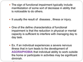 Function Impaired Functional impairmant and disabilit | PPTX
