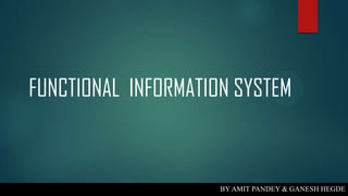 FUNCTIONAL INFORMATION SYSTEM

BY AMIT PANDEY & GANESH HEGDE

 