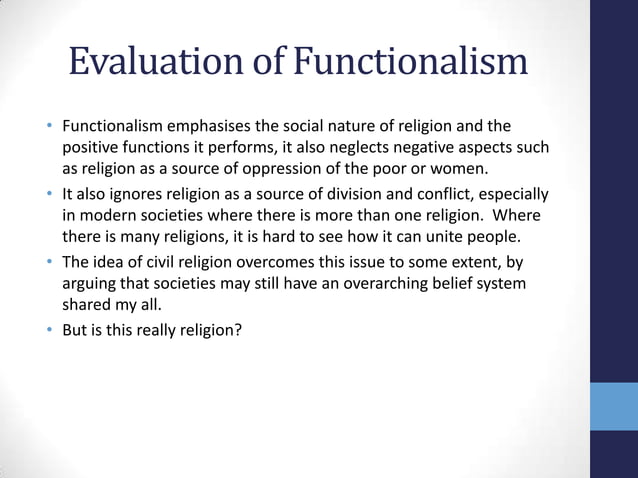 Functionalist Theories Of Religion