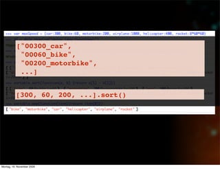 ["00300_car",
            "00060_bike",
            "00200_motorbike",
            ...]


          [300, 60, 200, ...].sort()




Montag, 16. November 2009
 