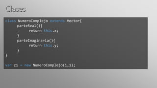 class NumeroComplejo extends Vector{
parteReal(){
return this.x;
}
parteImaginaria(){
return this.y;
}
}
var z1 = new NumeroComplejo(1,1);
 