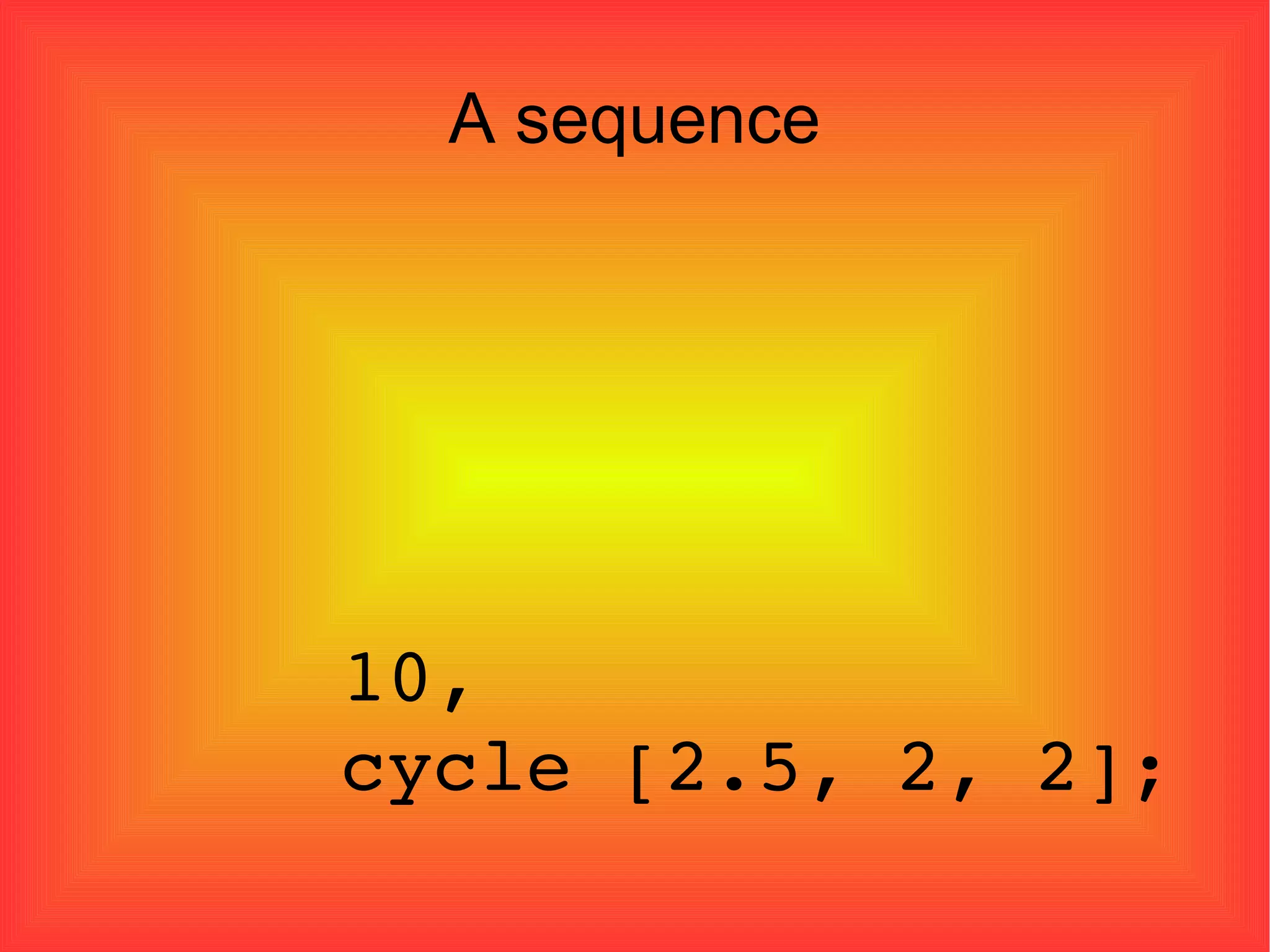 A sequence 10, cycle [2.5, 2, 2]; 
