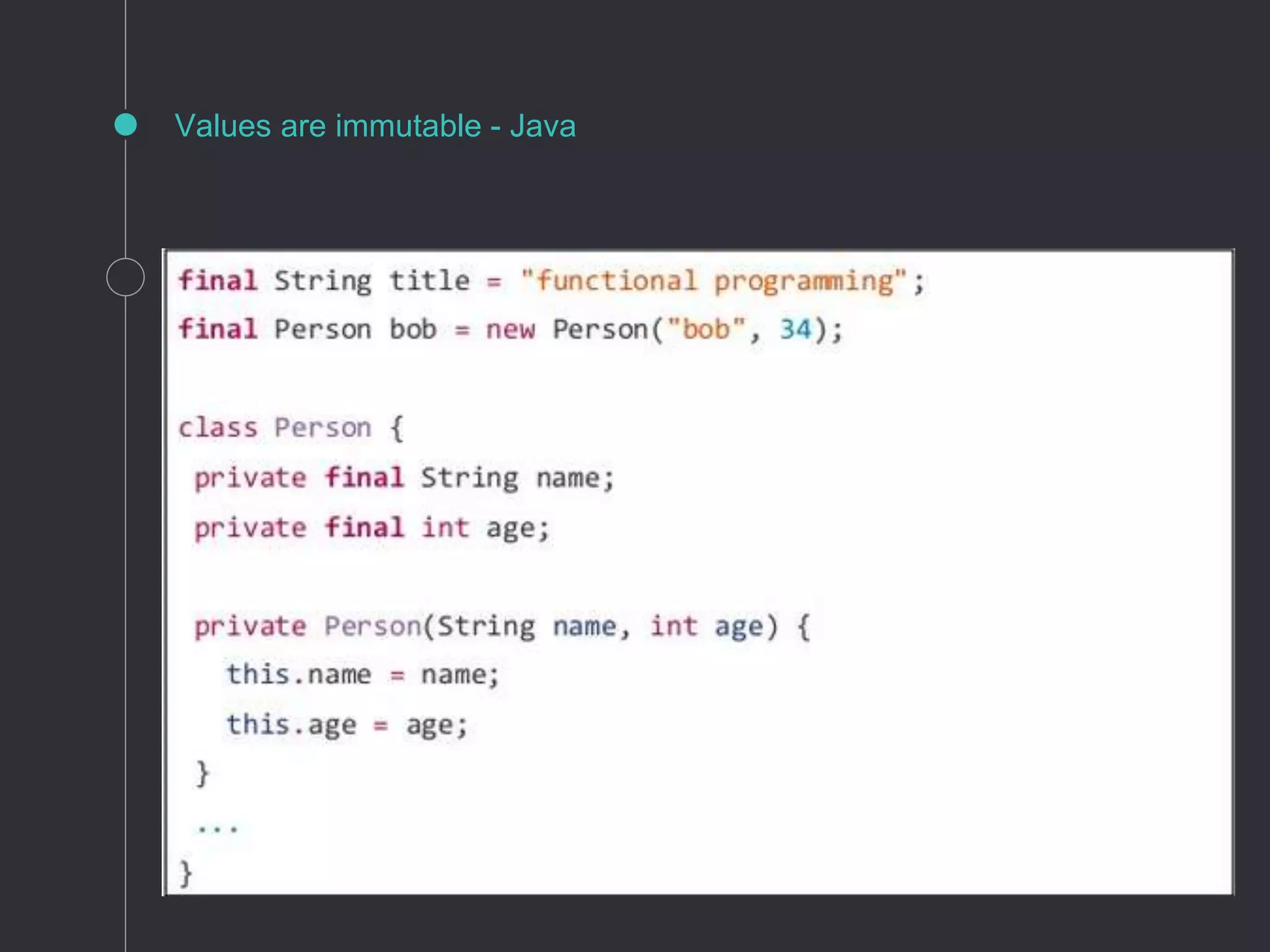 Values are immutable - Java
 