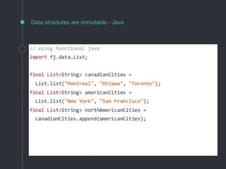 Data structures are immutable - Java
 