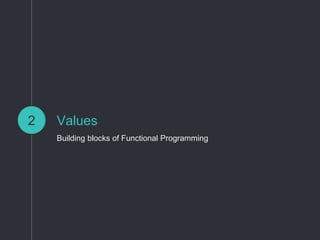 Values
Building blocks of Functional Programming
2
 