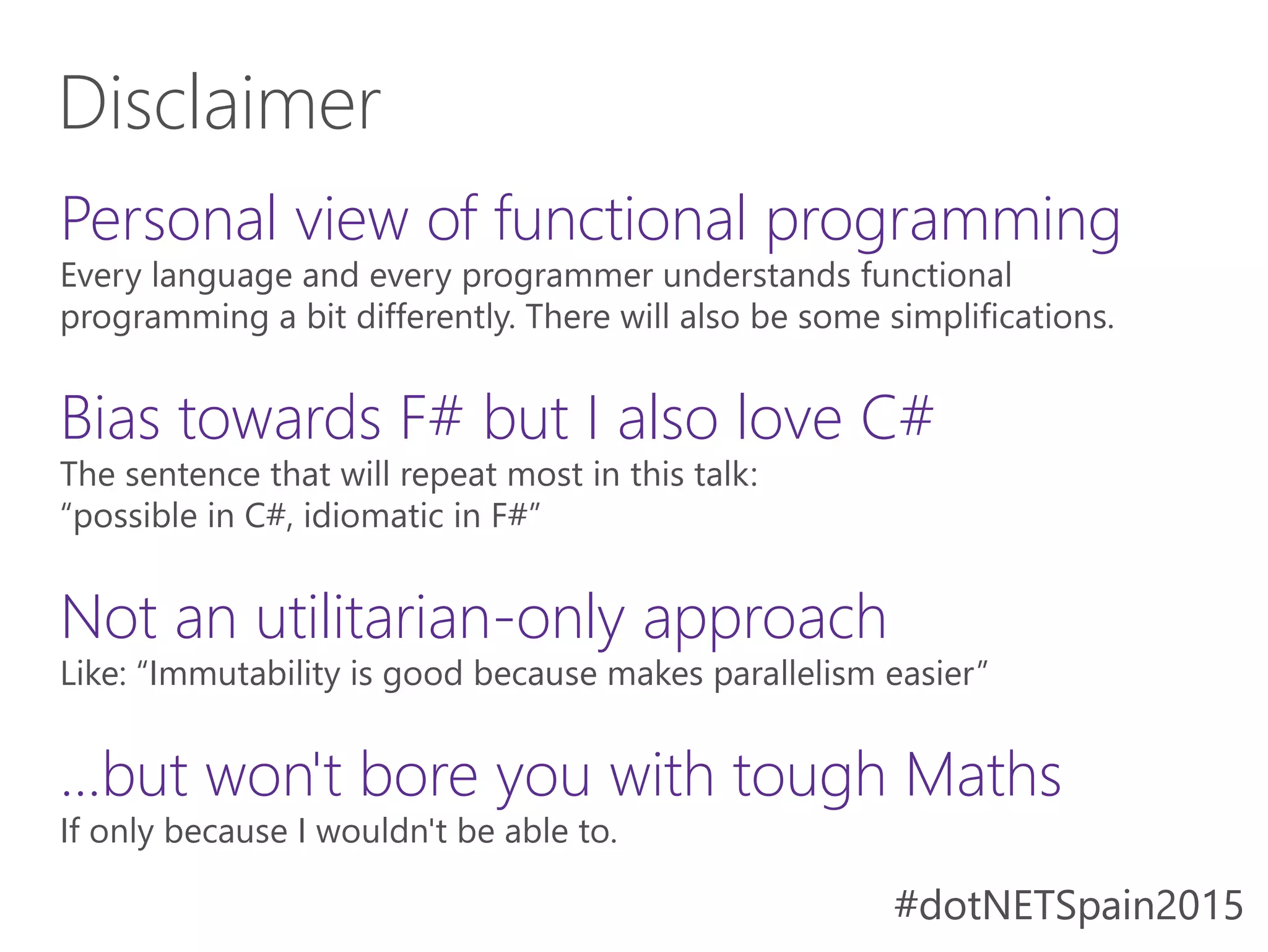 Functional Programming in C# and F# | PPT